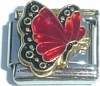 July flying butterfly charm - Ruby 9mm Italian Charm